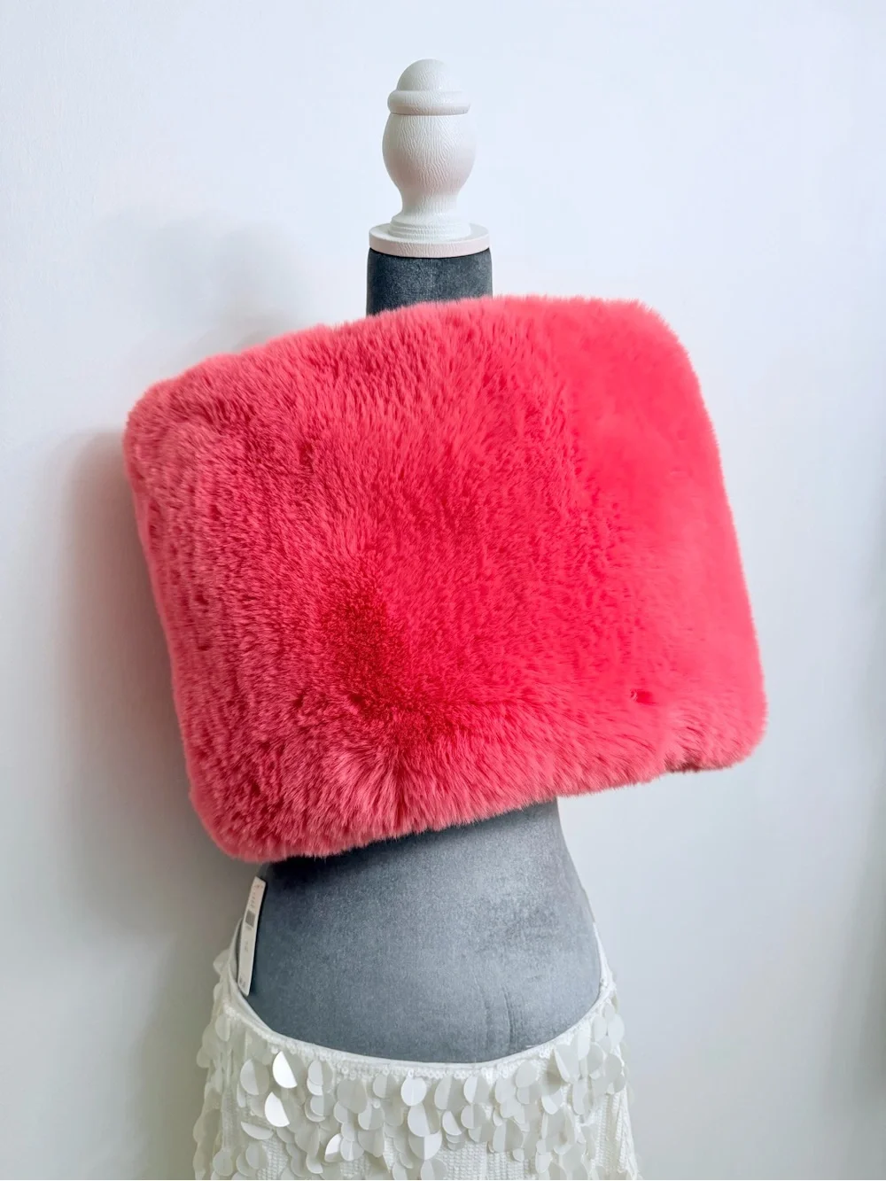 Anthropologie Plush Coral Pink Faux Fur Tube Capelet NWT $50